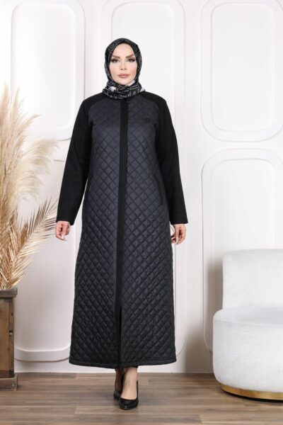 کت کاپشن زمستانی کامل پنبه دوزی شده قد پوشیده مشکی زیپدار برند Tuğralı کد 1727015904