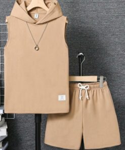 ست پایین تیشرت بالا کلاهدار بدون آستین چاپی شورت دار برند Machetta کد 1725441550