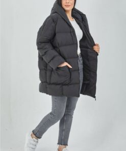 کاپشن پفدار مشکی زنانه برند modafeyzaistanbul کد 1727716166