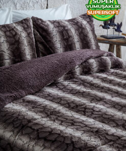 روانداز تخت خواب ست لحاف خز نرم مخمل 3تکه قهوه نفره (طرفه) برند Evlen Home Collection کد 1727518948