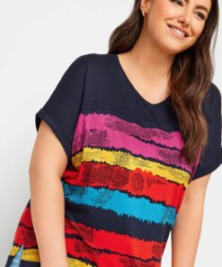 تیشرت راهراه آستین کوتاه یقه هفت سایز بزرگ برند Stil Diva کد 1727266095