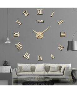 ساعت دیواری بزرگ تزئینی عدد دار اینه سه بعدی طلایی برند S6K کد 1726401732