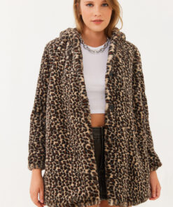 خز کلاهدار طرح پلنگی زنانه برند Bianco Lucci کد 1727683009