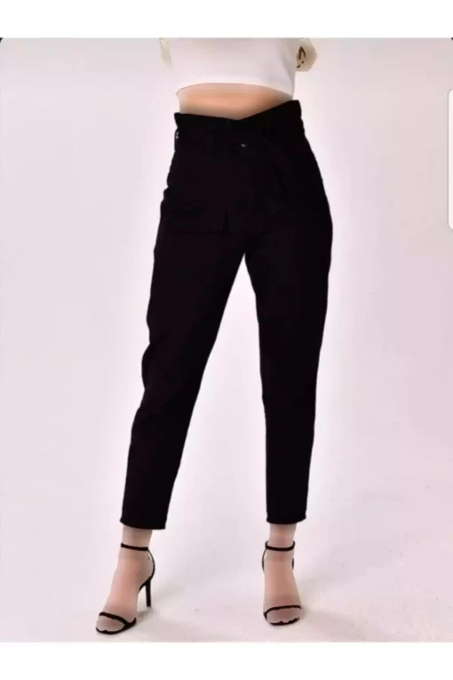 شلوار کمربند دار مشکی برند Veto Jeans کد 1726997005