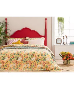 کاوردار دو‎نفره زرد قابل اتو کشی راحت میز شکوفه دار 200x220cm برند English Home کد 1726731372