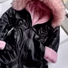 زمستانی کامل کلاهدار خز بزرگ 1سن باید گرفته شود) چرم مشکی دخترانه وارداتی 100% اصل برند ELAFOR کد 1726323790