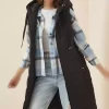 جلیقه کلاهدار پفدار بلند بدون آستین مشکی زنانه برند Happiness İstanbul کد 1726673859