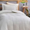 کرم ست روانداز تخت خواب طرحدار کامل روزانه تک نفره سفید / 100پنبه برند Evlen Home Collection کد 1726599229