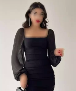 شیفون یقه مربع مشکی برند sarebutik کد 1726922830