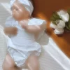 ست سرهمی کودک پنبه ای دخترانه سفید دستمال سر برند Parla Kids کد 1726358528
