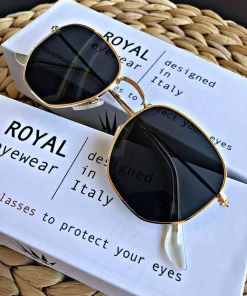عینک مشکی طلایی هگزا برند WATCHOFROYAL کد 1726408679