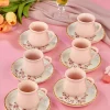 فنجان قهوه ترک سرامیک لوکس 12تکه صورتی برند Erbaşlar کد 1726598686