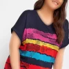 تیشرت راه‎راه آستین کوتاه یقه هفت سایز بزرگ برند Stil Diva کد 1727266095