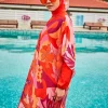 پیراهن ساحلی خفاشی گل‎دار نارنجی برند Marina کد 1729465928