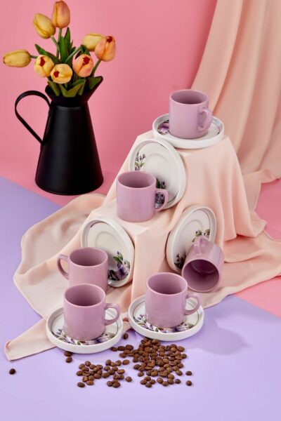 فنجان قهوه ترک سرامیک لوکس 12تکه طرح ماگنولیا برند Erbaşlar کد 1727789596