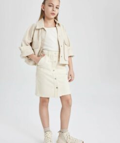 دامن دکمه‎دار دخترانه برند Defacto کد 1729498519