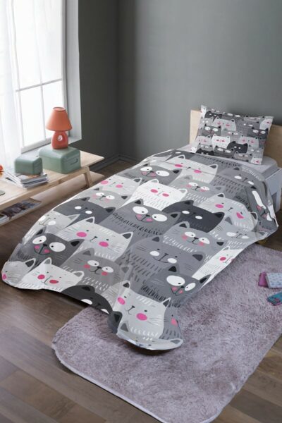 ست روتختی تک نفره طرح‎دار طوسی برند Evpanya کد 1727788558