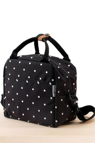 ناهار خوری حرارتی قلاب دوزی طرح‎دار خال خالی مشکی بند‎دار کیف ضد آب برند Happy Bear کد 1727795516