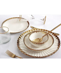 سرویس غذاخوری چینی 6نفره 24تکه papatya طلایی برند decovien کد 1729355736