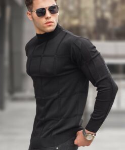 پلیور بافتنی یقه اسکی مشکی برند Madmext کد 1730130467