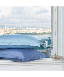 بالشت و رویه ست پنبه والان‎دار ساتن آبی ترکیب تطبیق برند Linens کد 1729369528