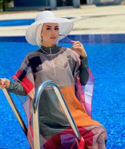 پیراهن ساحلی کیمونو مایو اسلامی پوشیده خفاشی طرحدار مربع بروی برند Marina کد 1729558330