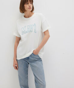 برش متناسب آرم چاپی سفید / تیشرت برند Mavi کد 1729523490