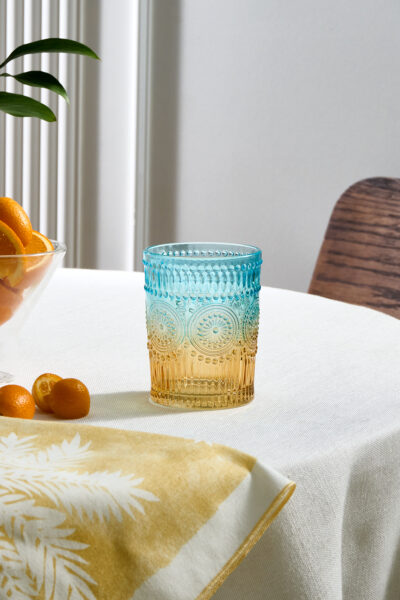 لیوان نوشیدنی 332میلی لیتر گل افتاب گردان زرد آبی برند Karaca کد 1729186440