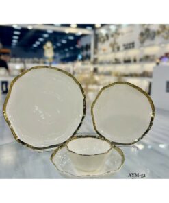 سرویس غذاخوری 6نفره 24تکه سنگی طلایی برند decovien کد 1729355734