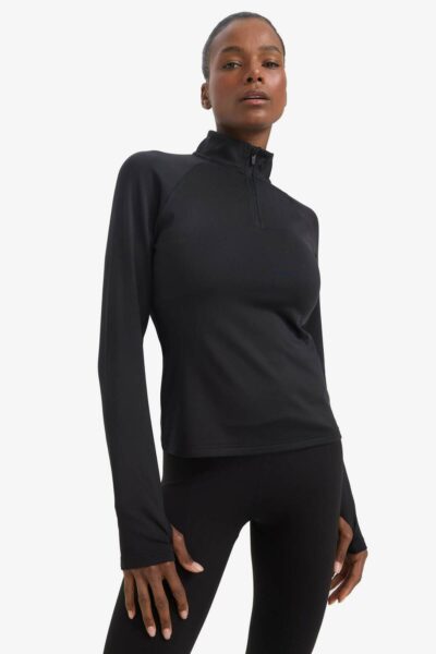 ورزشی آستین بلند یقه ایستاده تیشرت defactofit استاندارد برند Defacto کد 1729518813