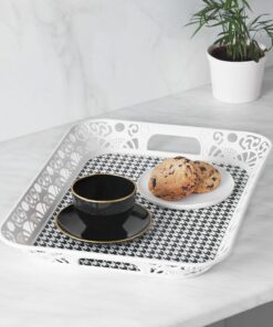 سینی مستطیلی سفید مشکی 45cm برند Karaca کد 1729902671