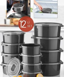 ظرف نگهداری مایکروویو گرد ست قابل استفاده خاکستری آنتراسیت در دیفیوزر برند Nandy Home کد 1729336029