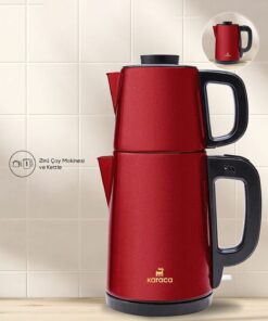 چای ساز کتری برقی فولادی قرمز & برند Karaca کد 1729478494
