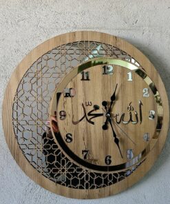 ساعت دیواری اینه‎ای چوب عدد دار برند Pey Aksesuar کد 1728316618