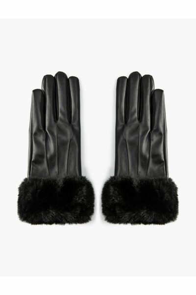 دستکش خز چرم مصنوعی طرح‎دار برند Koton کد 1729390286