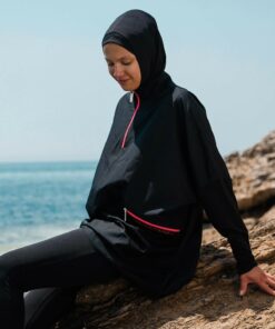 مایو اسلامی پوشیده کامل طرح‎دار جیبدار مشکی برند Marina کد 1729464870