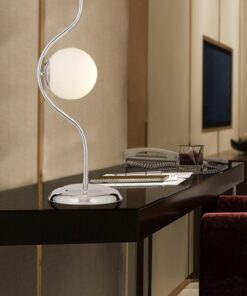 آباژور مدرن شیشه ای طراحی کروم سفید روکش اتاق - تخت سالن نشستن برند Apliqa کد 1729322131