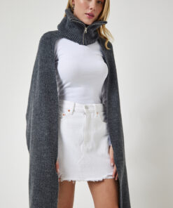 یقه طوسی شال گردن زیپدار زنانه برند Happiness İstanbul کد 1729446445