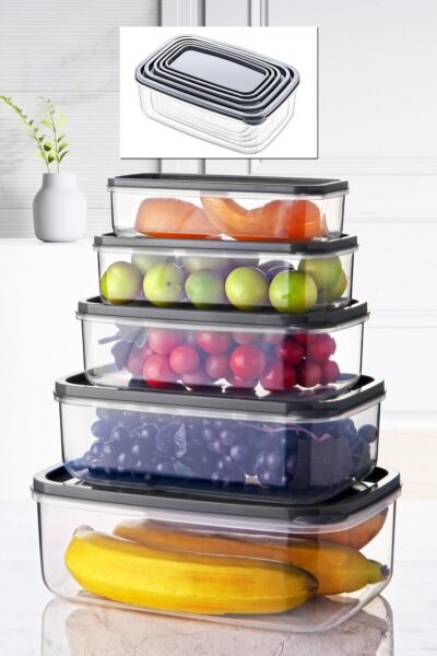 ظرف نگهداری ست مستطیلی 5تکه خاکستری آنتراسیت مفاد، صندوق پستی برند Nandy Home کد 1729412240