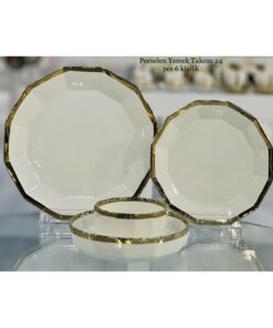 سرویس غذاخوری چینی 6نفره 24تکه طلایی برند decovien کد 1729399588