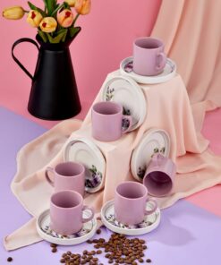 فنجان قهوه ترک سرامیک لوکس 12تکه طرح ماگنولیا برند Erbaşlar کد 1727789596