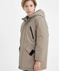 کاپشن بسته شدنی زیپ دار کلاهدار دو جیبه دکمه ضد آب پسرانه برند Defacto کد 1729505606