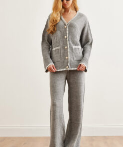 ست بافتنی پایین بالا طرحدار طوسی شلوار زنانه برند Olalook کد 1729552885