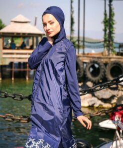 مایو اسلامی پوشیده کامل طرح‎دار طرحدار سرمه ای برند Marina کد 1729557258