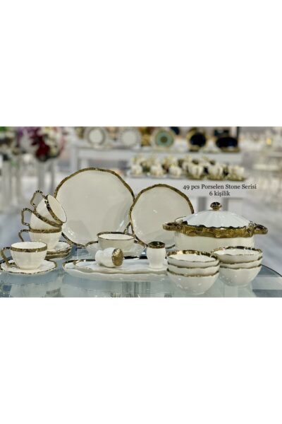 سرویس غذاخوری 6نفره 49تکه سنگی طلایی برند decovien کد 1729399586