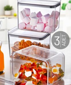 ظرف مواد غذایی نگه داری مستطیلی شفاف 3عدد درب‎دار 75lt & مهر و موم شده، برند Nandy Home کد 1729501705