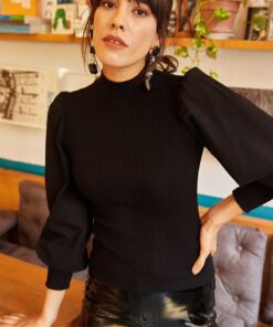 بلوز آستین بالنی مشکی زنانه برند Olalook کد 1729455091