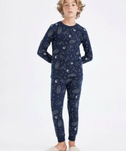 لباس راحتی پایین بالا آستین بلند طرح‎دار پسرانه برند Defacto کد 1728741627