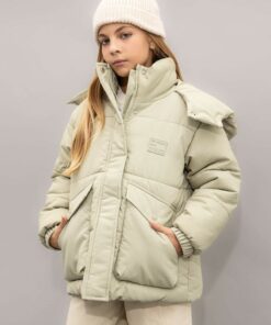 کاپشن کلاهدار پفدار طرح‎دار جیبدار آستین بادگیر ضد آب دخترانه برند Defacto کد 1729505604