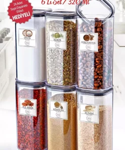 ظرف نگهداری ادویه پلاستیکی 6تکه مربع 6عدد برند Nandy Home کد 1729410748